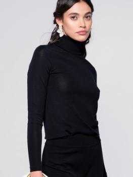 Pull basique maille plate col roulé maille plissée