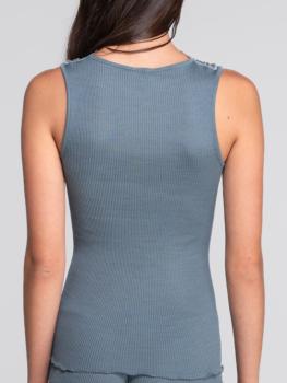 Top encolure ronde en tulle brodé bicolore