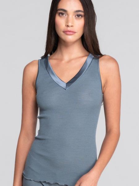 Sans manches laine et soie col V