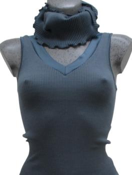 Tour de cou laine et soie maille plissée