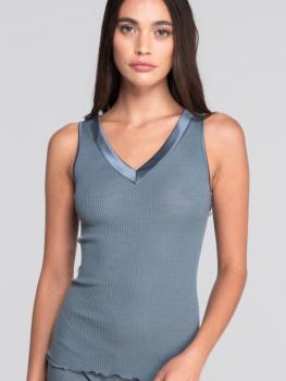 Sans manches laine et soie col V