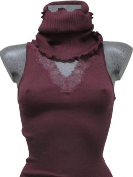 Tour de cou laine et soie maille plissée