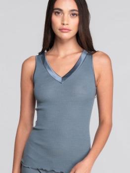 Sans manches laine et soie col V