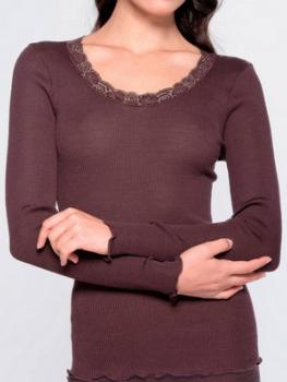 Col rond dentelle laine et soie plisse