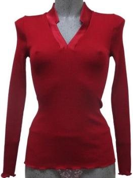 Pull col V en satin de soie